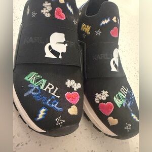 Karl Lagerfeld Kids Black Sneakers with Colorful Accents